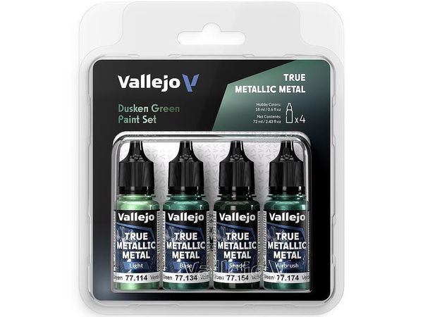 Hovedbilde Vallejo - True Metallic Metal, Dusken Green paint set