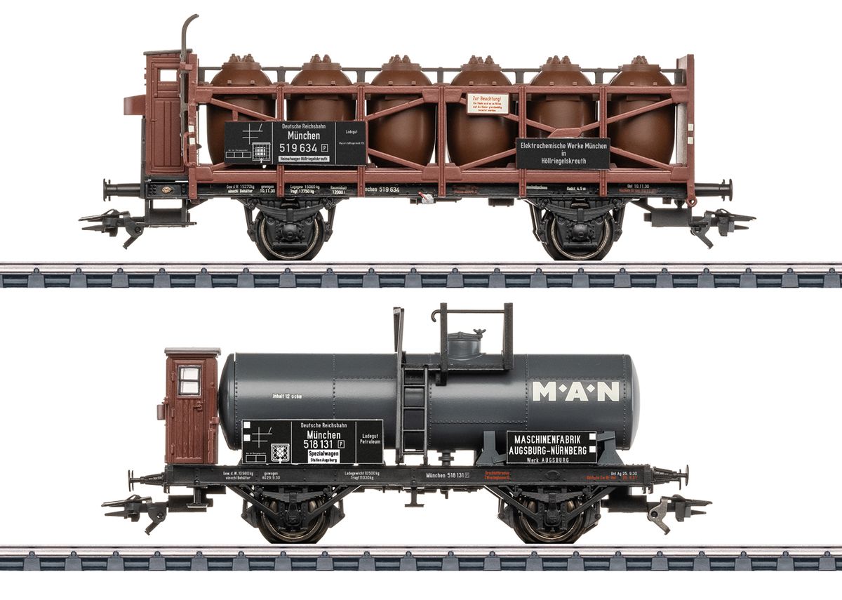 Märklin - DR godsvognsett, syrevogn og MAN tankvogn